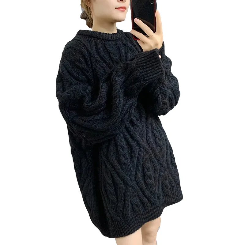 

2020 Autumn Winter Women Sweater Round Neck Fashion Soild Color Female Long Sleeve Loose Lazy Style Casual Pullovers Kintted