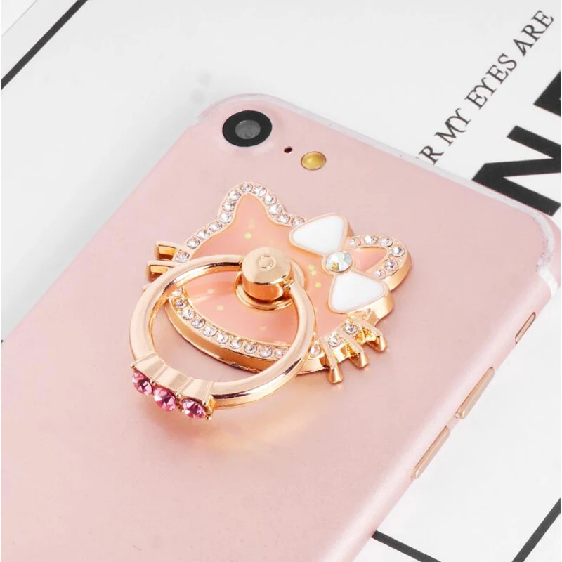 Кольцо-держатель для iPhone универсальный мультяшный кошачий телефон со стразами |