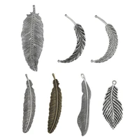 2pcs tibetan silver large leaf feather alloy charms pendant for jewelry making findings diy necklace accessories