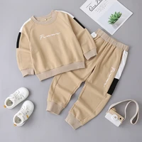 childrens spring sweater set childrens clothing boys and girls letter pattern sports two piece suit suitable for 3 7 years