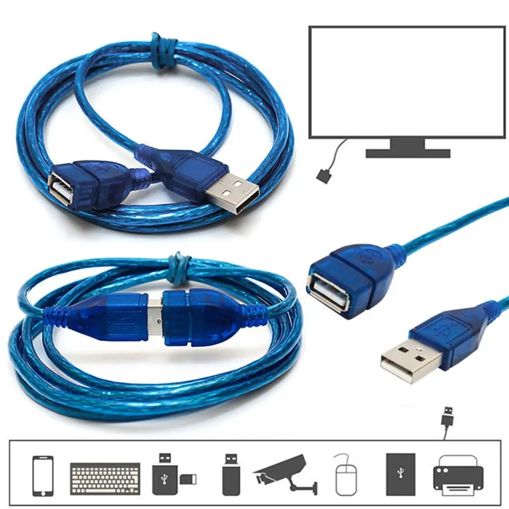USB 2 0 A папа-мама около 1 5 м/59 дюйма синий удлинитель для передачи данных