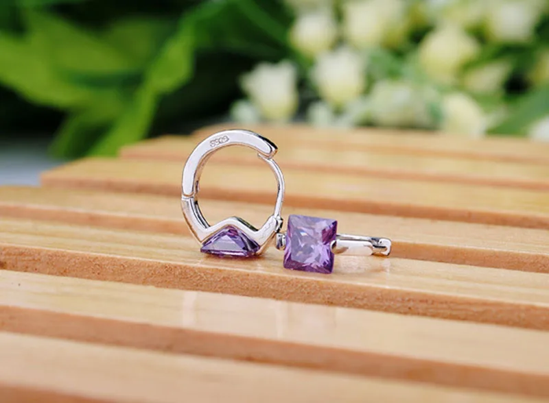 Серьги-клипсы с аметистом женские изящное Ювелирное Украшение из стерлингового