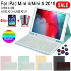 Чехол для клавиатуры с подсветкой для iPad Mini 2019 5 4 A1538 A1550 A2125 A2126 со слотом для ручки, мягкий кожаный чехол, 7 цветов светильник Кая клавиатура