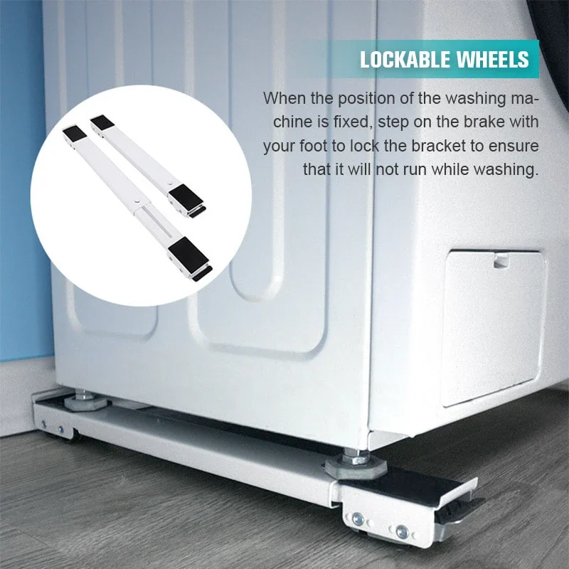 

Refrigerator Washing Machine Adjustable Movable Base Movable Trolley Fixed Mount Racks Home Hardware 2pcs
