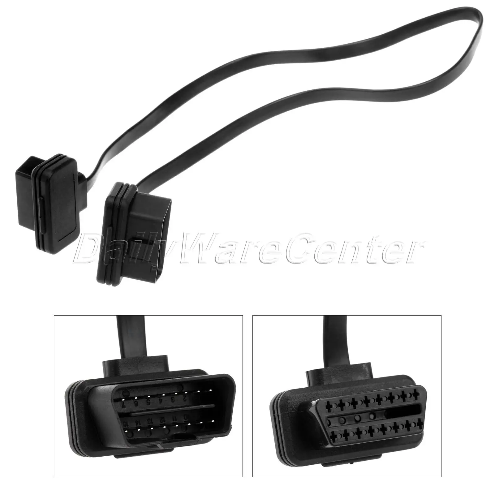 60 см 2 фута плоский тонкий как лапша OBD2 OBDII OBD кабель 16 контактов ELM327 штекер гнездо