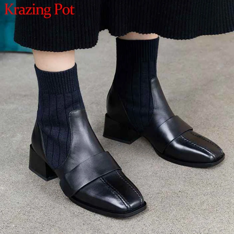 Эластичные вязаные ботильоны Krazing pot теплые зимние уличные ботинки челси из