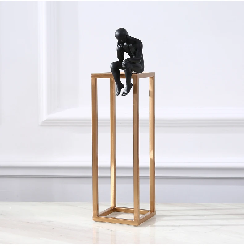 Thinker Rodin скульптура Золотая рамка из нержавеющей стали настольное украшение