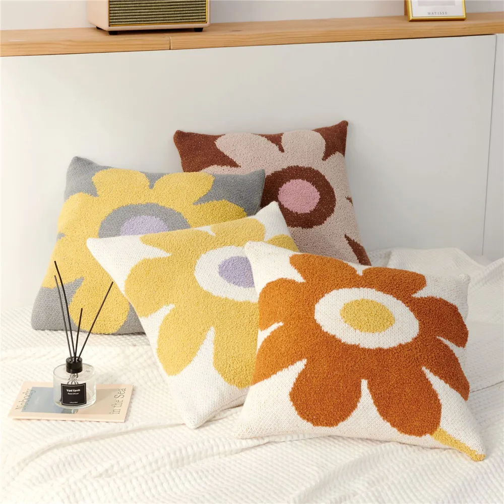 

Flower Pillow Cover 45*45cm Acrylic ome Decor Throw Pillow Cover Living Room Bedroom Sofa Nordic Housse De Coussin