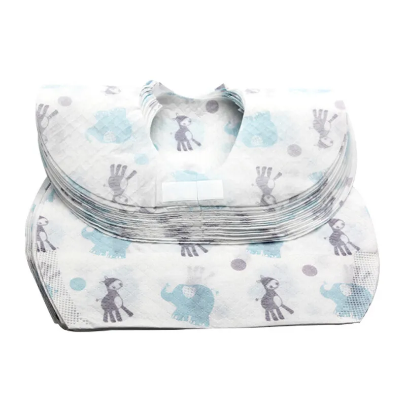 

10Pcs Hot Waterproof Non-Woven Fabric Disposable Bibs Eating Saliva Paper Bibs For Babies