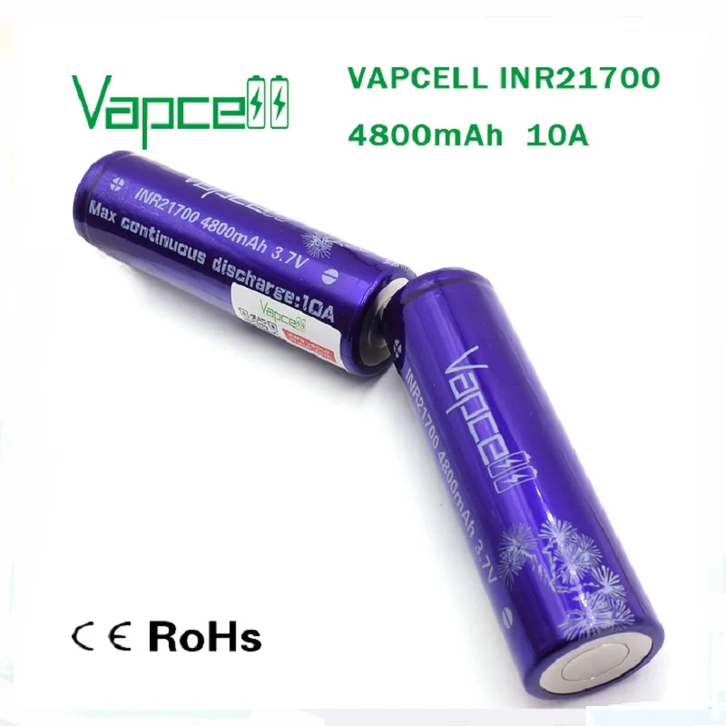 Перезаряжаемые литий-ионные батареи VapCell 21700 4800 мАч 10 А 48 г высокая емкость 3 7 в