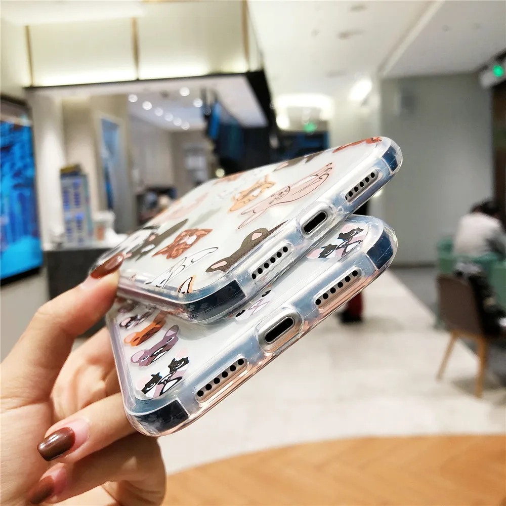 

Pet Puppy Two-Color Transparent Shockproof TPU Mobile Phone Case for Iphone 12 11 PRO MAX XS X XR SE 8 7 6 PLUS 6S