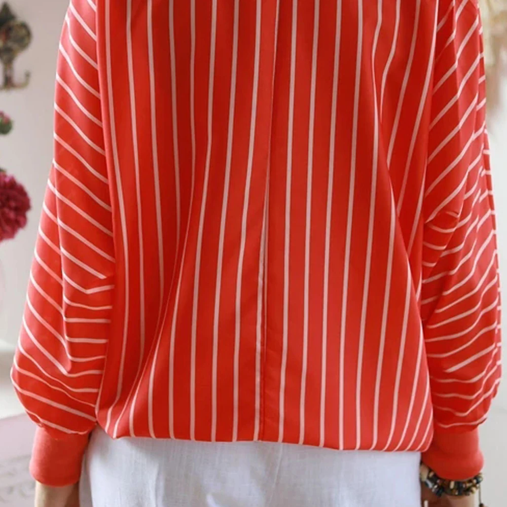 Женская полосатая рубашка с длинными рукавами весна-осень свободный рукав