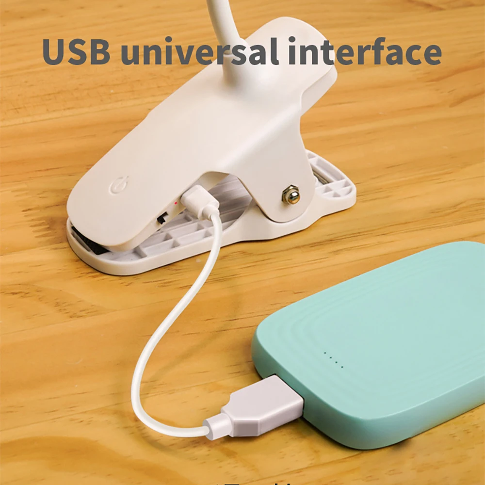 Светодиодная настольная лампа с зажимом прикроватный светильник зарядкой от Usb