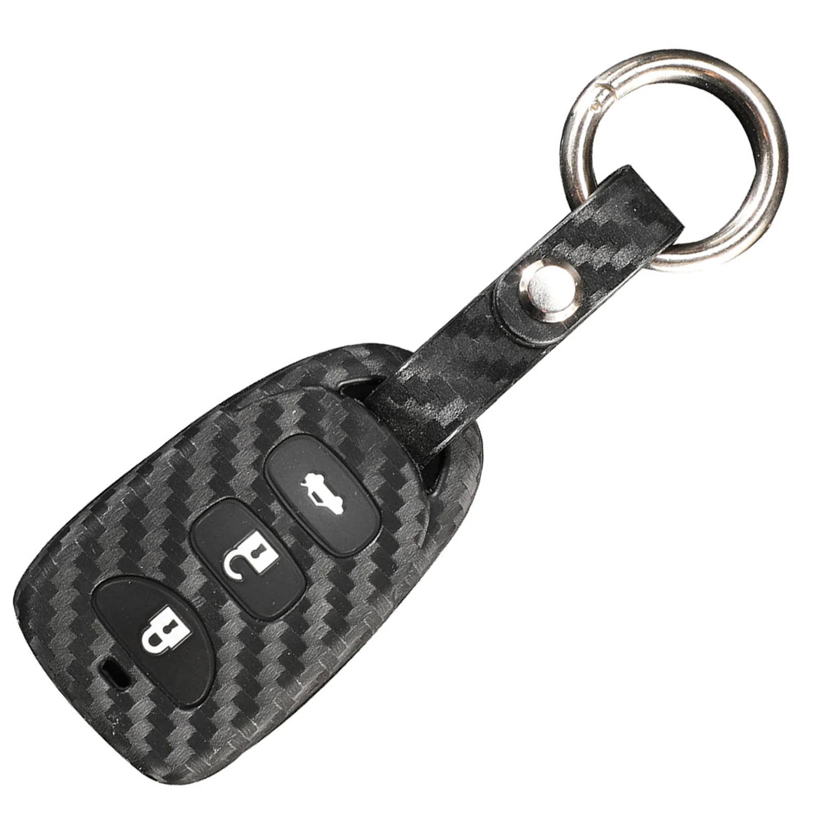 with carbon Ring Jingyuqin ключ чехол силиконовый чехол Обложка для hyundai Kia Carens Fob 3+ 1/4 кнопки дистанционного ключа Fob чехол без ключа - Название цвета: with carbon Ring