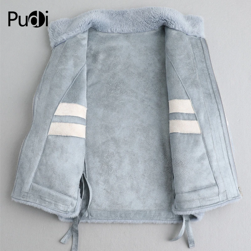 PUDI, Женское зимнее пальто из натуральной шерсти, короткая куртка на молнии, теплая куртка, пальто для девочек, Женская куртка, пальто, A19044