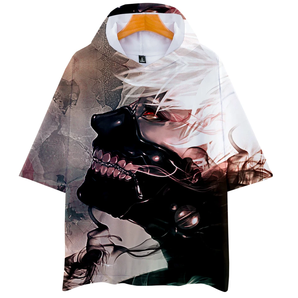 

Personality 3D Print tokyo ghoul Harajuku Hoodies sweatshirts Men Clothes Short Sleeve Hooded Hip Hop hoody clothes