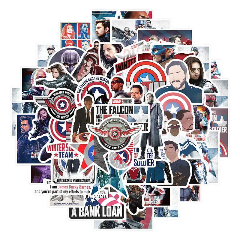 Pegatinas de TV cl&aacute;sicas de The Falcon and the Winter Soldier para coches, mochila de Skate, ordenadores, muebles, 10/30/50 unids/paquete-0