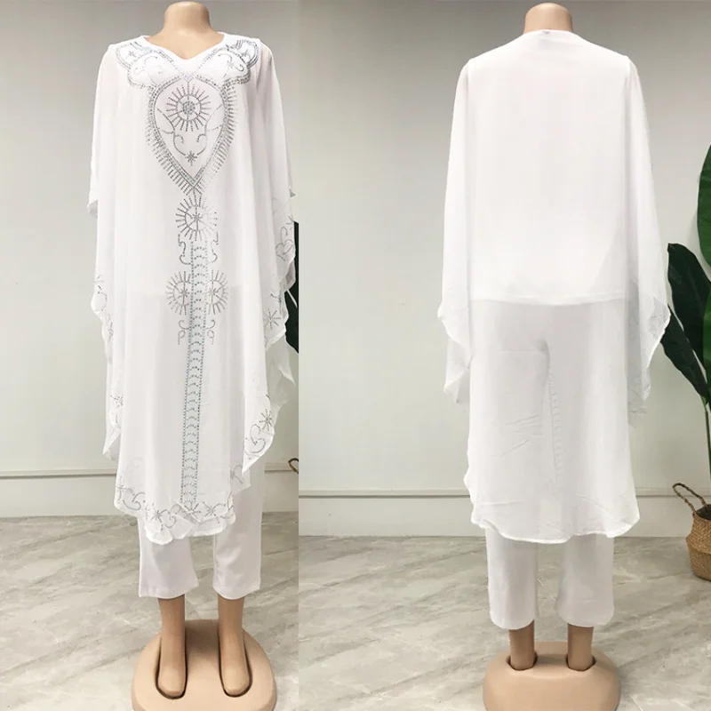 Африканская одежда для женщин летние африканские женские белые синие комплекты