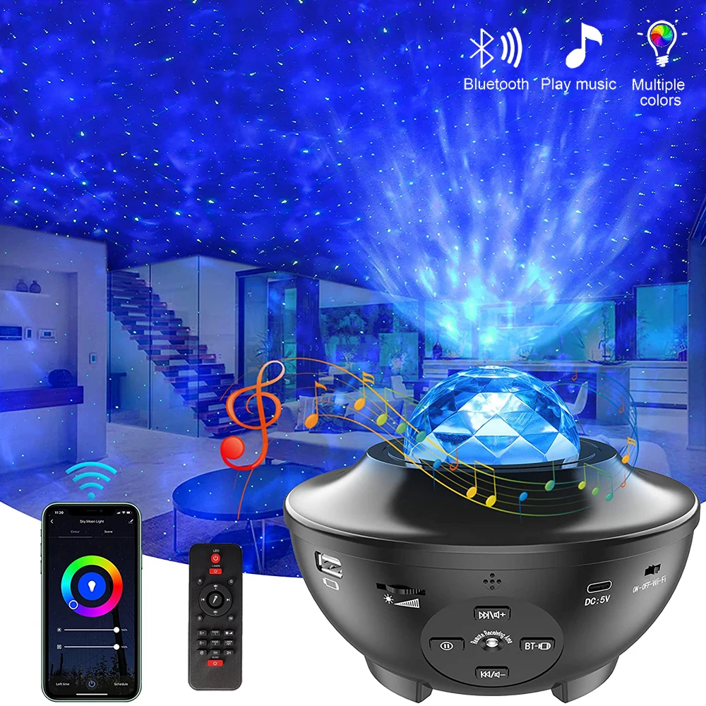 

Светодиодный Звездный проектор Fofun, ночсветильник с дистанционным управлением через приложение для телефона, 6 миллионов цветов, для спальн...