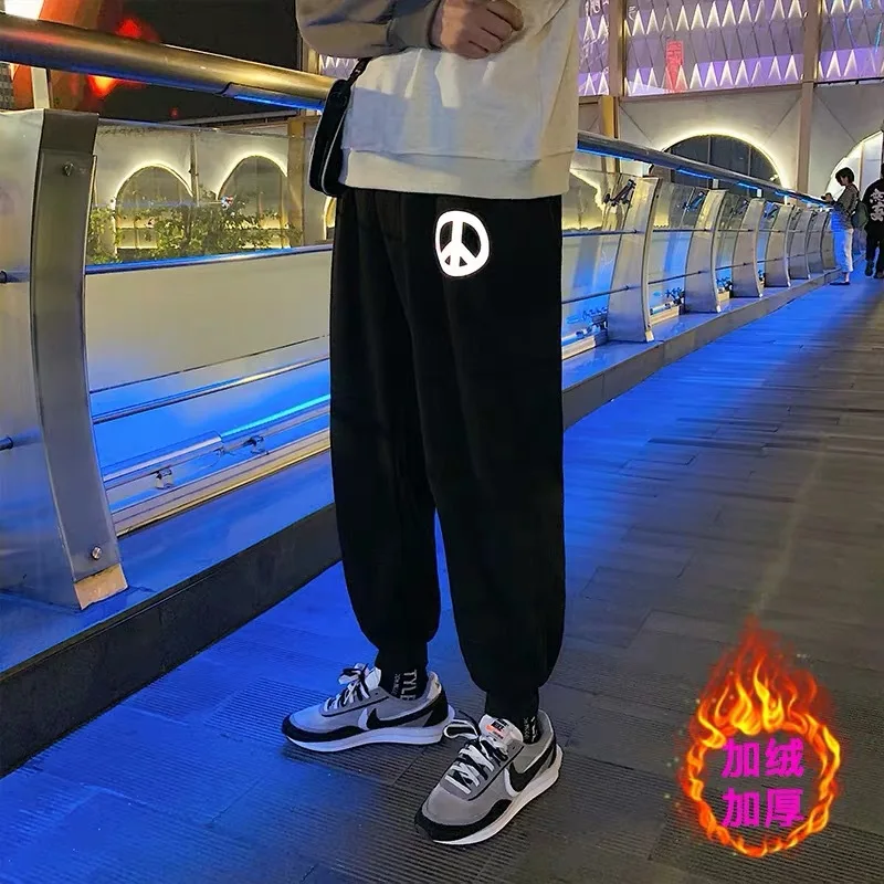

Fleece Trousers Slim Hip Hop Men Casual Pants Streetwear Fashions Joggers Pants Korean Style Clothes Clothing Sweatpants Male