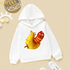 Детские толстовки с капюшоном для мальчиков и девочек, с забавными мультяшными анимационными личинками, зимняя плотная толстовка с капюшоном, верхняя одежда