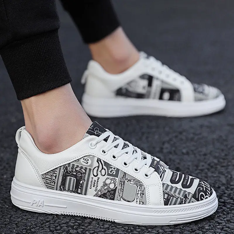 2020 Новая модная повседневная мужская спортивная обувь с граффити Легкая белая