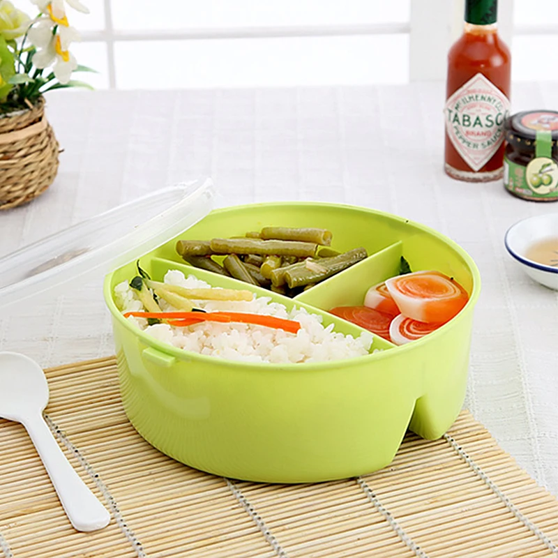 Bento Box Microwavable контейнер для продуктов питания для детей ланча хранения с тремя отсеками и ложкой