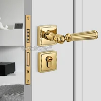 Brand New French Door Handle Locks Security Interior Entry Bedroom Living Room Mute Door Locks + 3 Keys Black/Gray/Gold