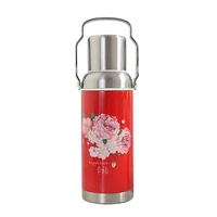 chinese style flower antique kettle thermos cup large capacity outdoor sports portable water bottle student creative cup