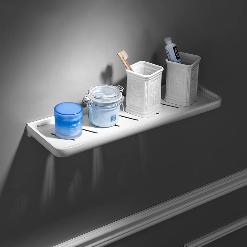 Современная одноярусная полка для ванной с выемкой алюминиевая настенная