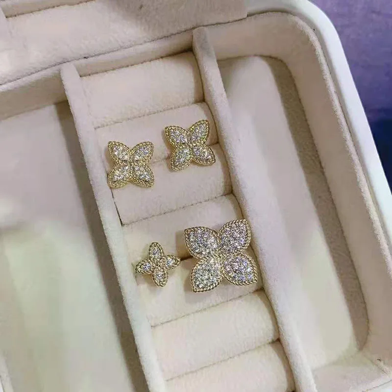 Funmode Flower Shape Gold Color Silver Color Adjustable Size Ring Jewelry Set for Women Party Gifts anillos mujer  FS177