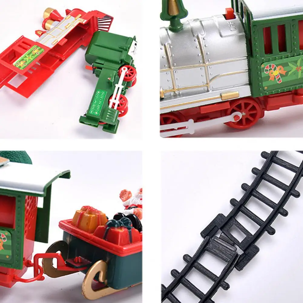 

Lights And Sounds Christmas Train Set Railway Tracks Toys Xmas Train Gift Electric Railway Train Set w/ Locomotive Engine Cars