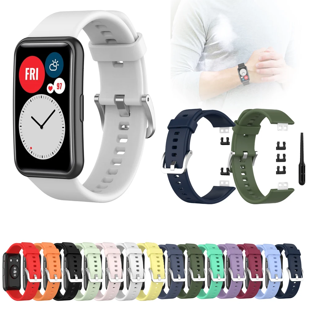 

Ремешок силиконовый для смарт-часов Huawei, мягкий спортивный водонепроницаемый браслет для наручных часов, аксессуары для huawei Fit