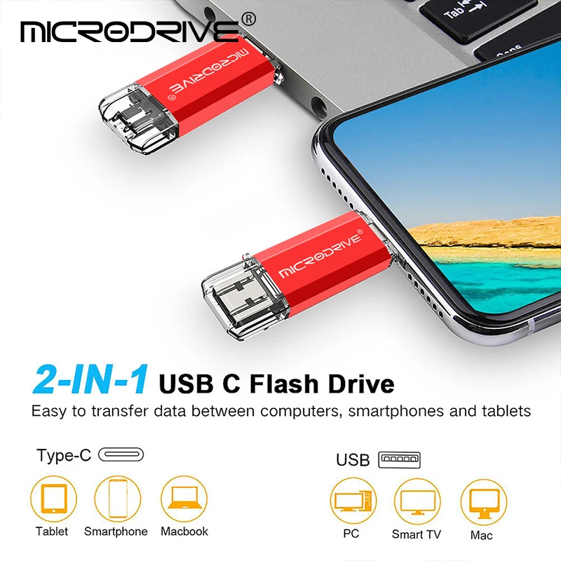 USB флеш-накопитель 2 в 1 0 и Type C OTG 8 ГБ 16 32 64 высокоскоростной 128 256 USB-флешка