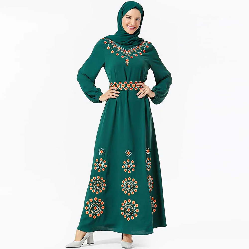 Мусульманское платье женская мусульманская одежда Вышивка Элегантные макси
