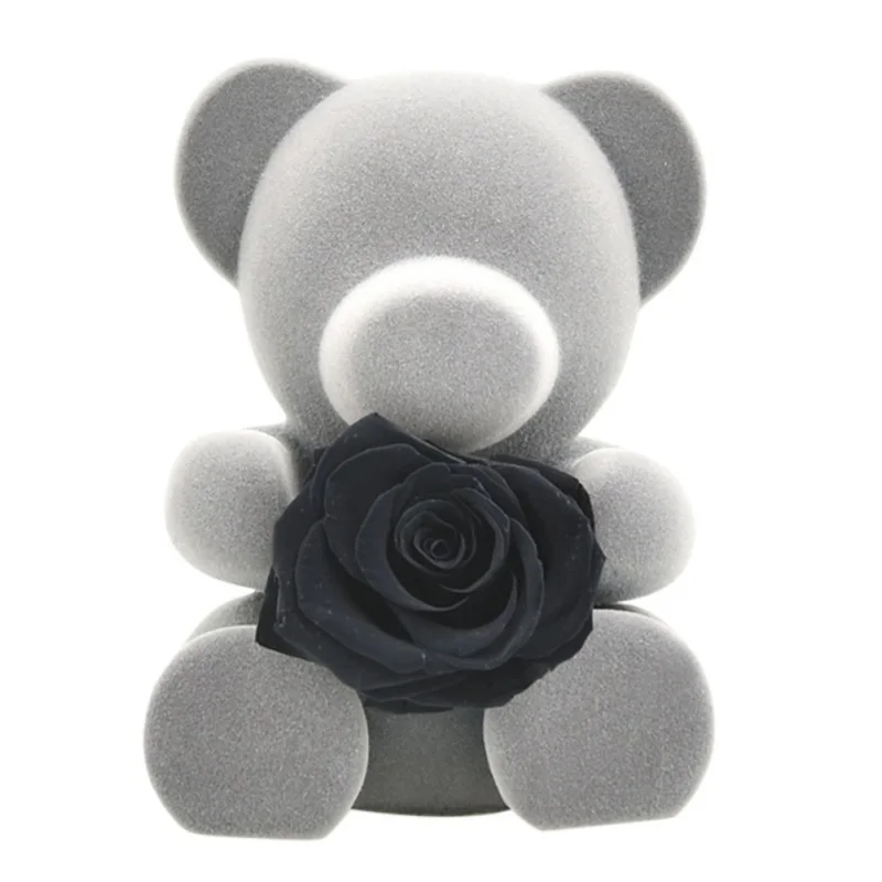 

1PC Lovely Bear Preserved Rose Flower Handmade Flower Gifts For Girlfriend Wedding Festival Rose In Box Love Artificial Product