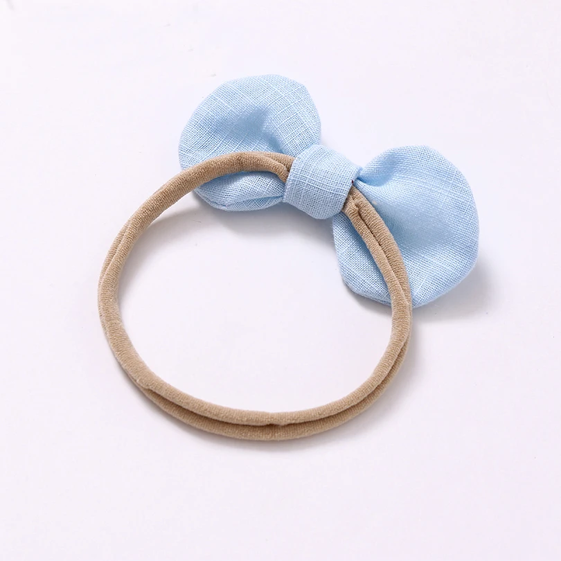 4 шт./лот высокое качество ручная работа одноцветная нейлоновая повязка на голову с бантом для милых