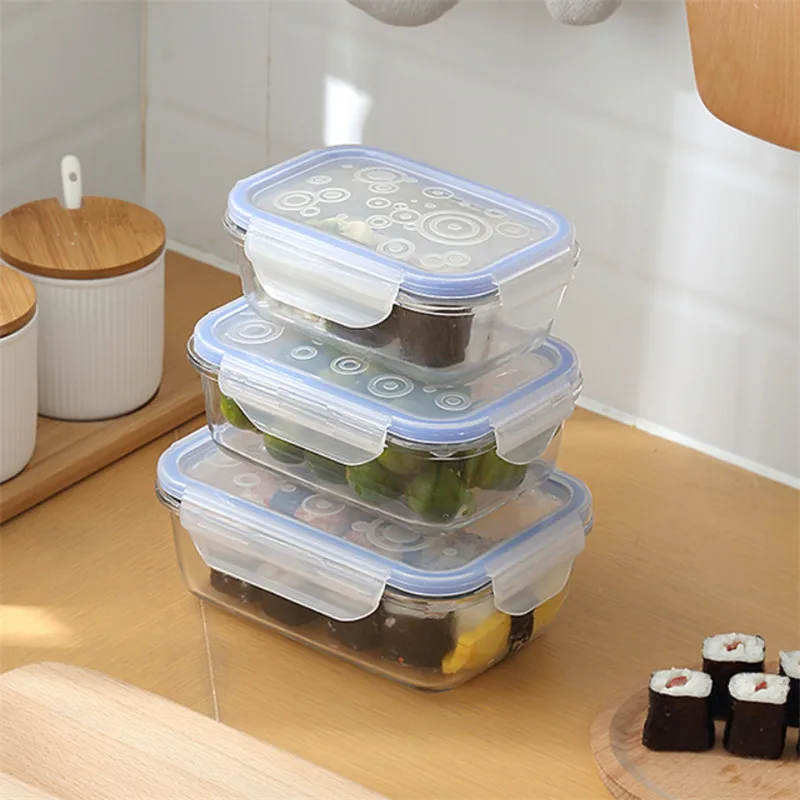 Креативный герметичный стеклянный Ланч-бокс Круглый/прямоугольный прозрачный