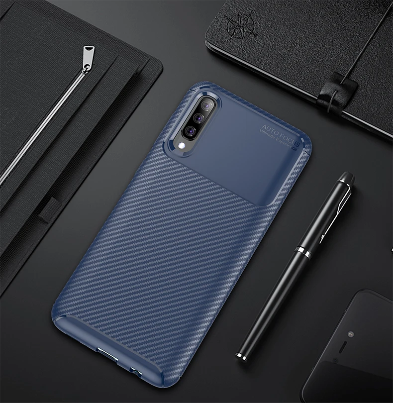 Business Carbon Fiber phone case For Samsung Galaxy Note9 S9 S10 Plus Lite A6 J3 J7 2018 Solid color Diamond Grid Matte |
