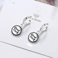 new fashion creative hoop earrings good luck letters simple small huggie with round pendants charming earring piercing jewelry