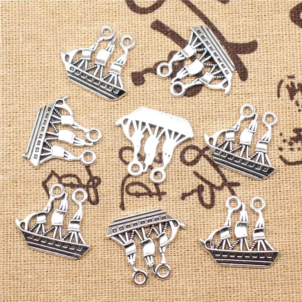 

Подвески для изготовления ювелирных изделий, 5 шт., 23x25 мм, подвески в виде лодки из античного серебра