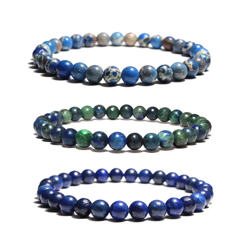 Браслет из натурального камня 6 мм для мужчин и женщин лазурит обсидиан лава тигр