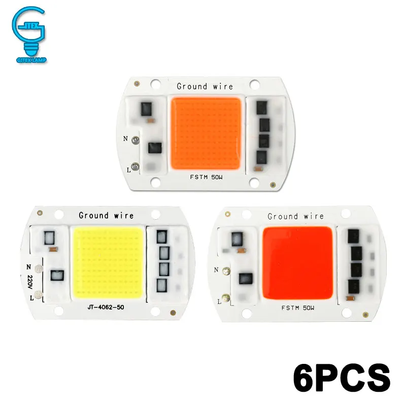 

6 Pcs COB Chip 10W 20W 30W 50W LED Chip Lamp 220V 240V No Need Driver for Flood Light Spotlight Lampada DIY Lighting