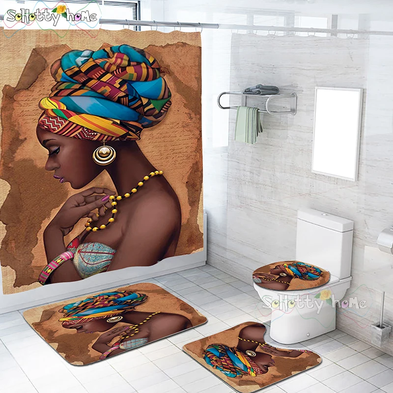 Элегантная африканская черная Женская занавеска с принтом набор для душа