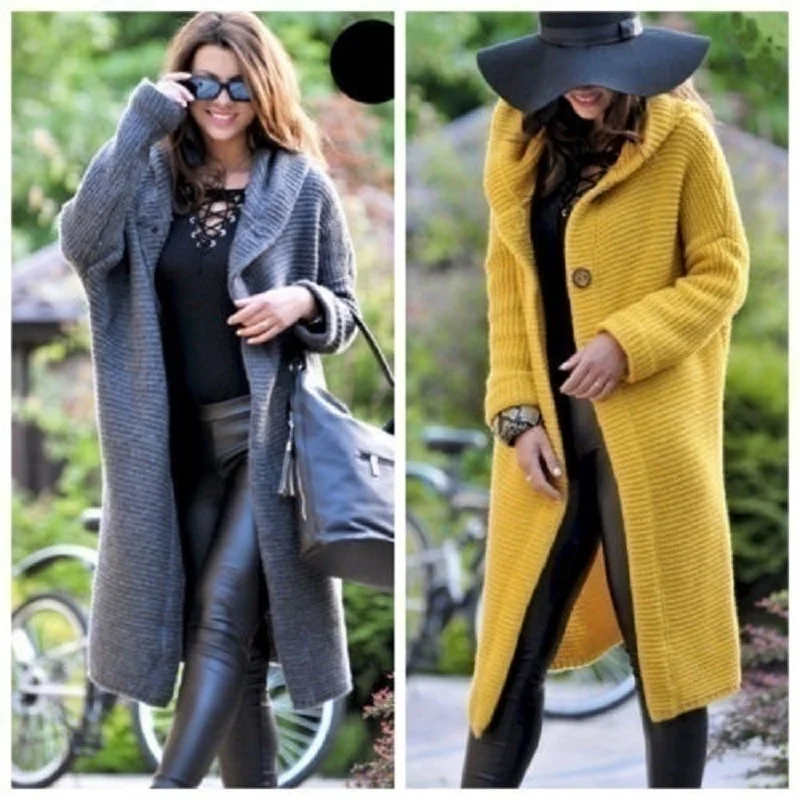 Новинка осенне-зимнее женское длинное кашемировое пальто кардиган свитер