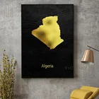 Карта Алжира, художественная Золотая Картина на холсте, настенные картины, принты, домашний декор, настенный постер для украшения гостиной