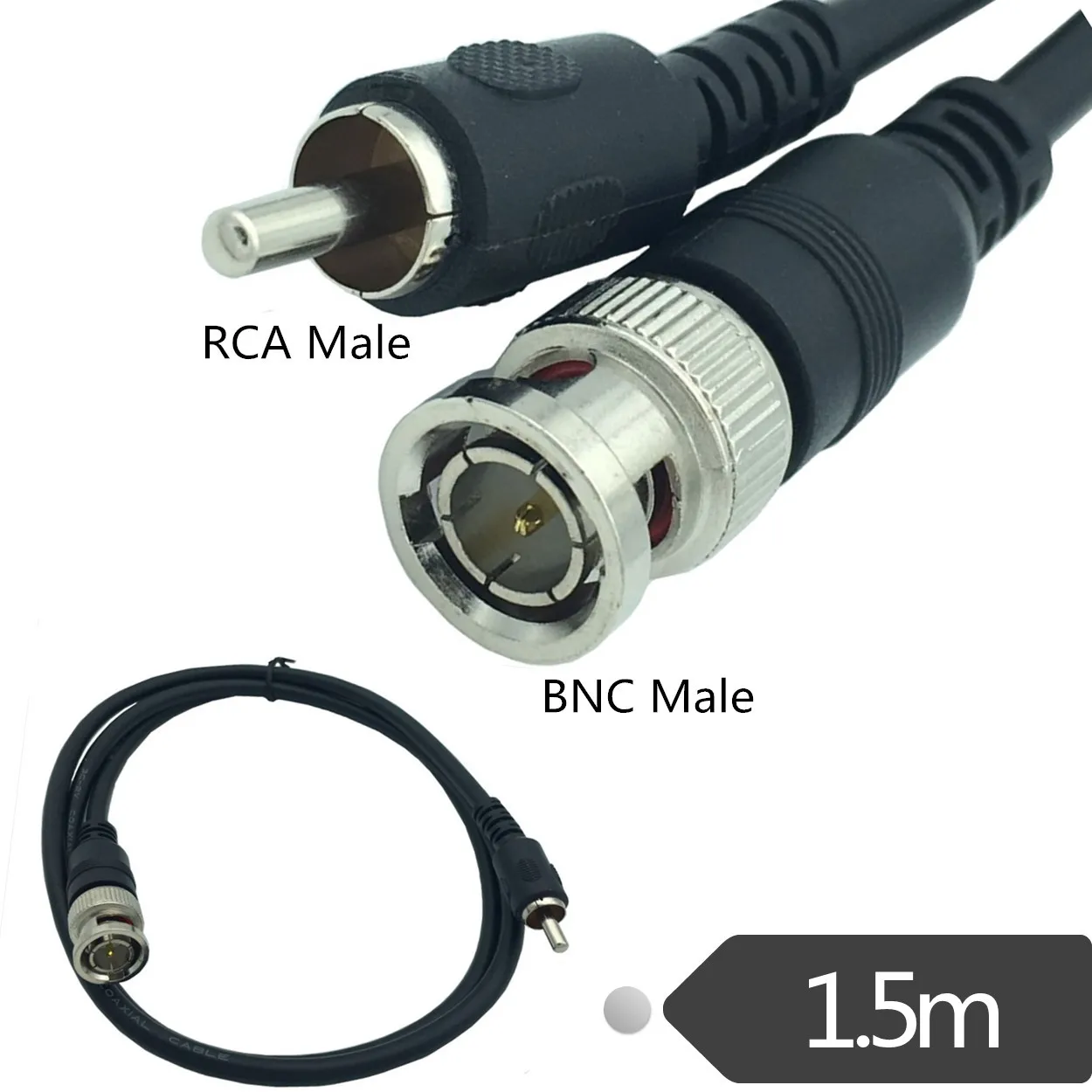 

Штекер BNC на Коннектор RCA «папа», коаксиальный кабельный разъем, видеоадаптер для систем видеонаблюдения, Аксессуары для камер, 5 м, 3 м, 1 м, 1,5 ...