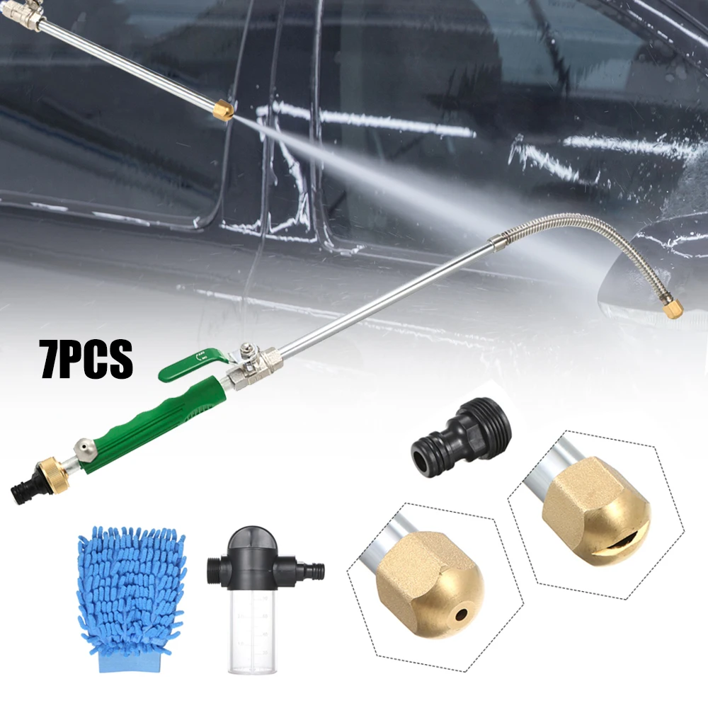 green 7pcs Высокого давления автомойка пистолет для мойки устройство портативная машина для очистки автомобиля водяной пистолет разбрызгиватель инструмент для очистки - Цвет: green 7pcs