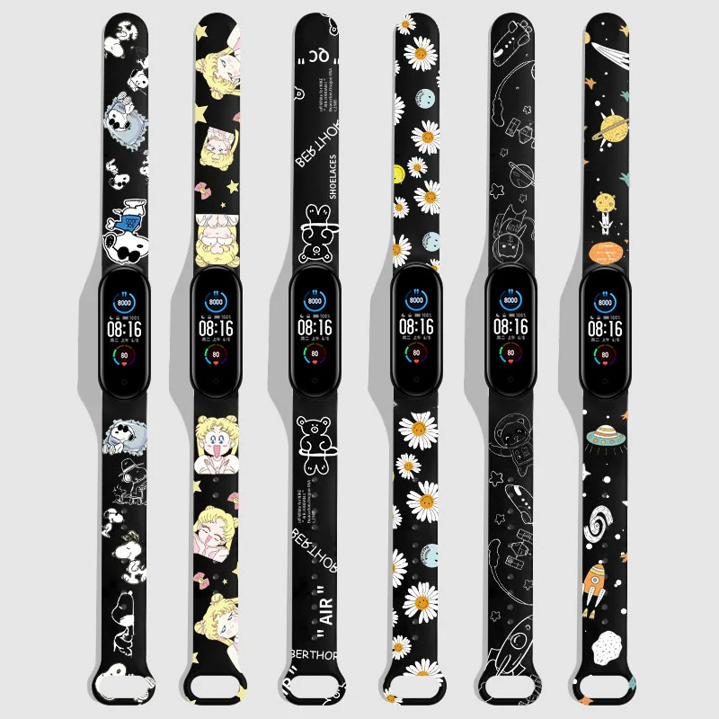 Модные мягкие мультфильм ремешок Xiaomi Mi Band 5 4 3 ремень для mi 5 band 3 Смарт-часы Mi band 4 силиконовый браслет