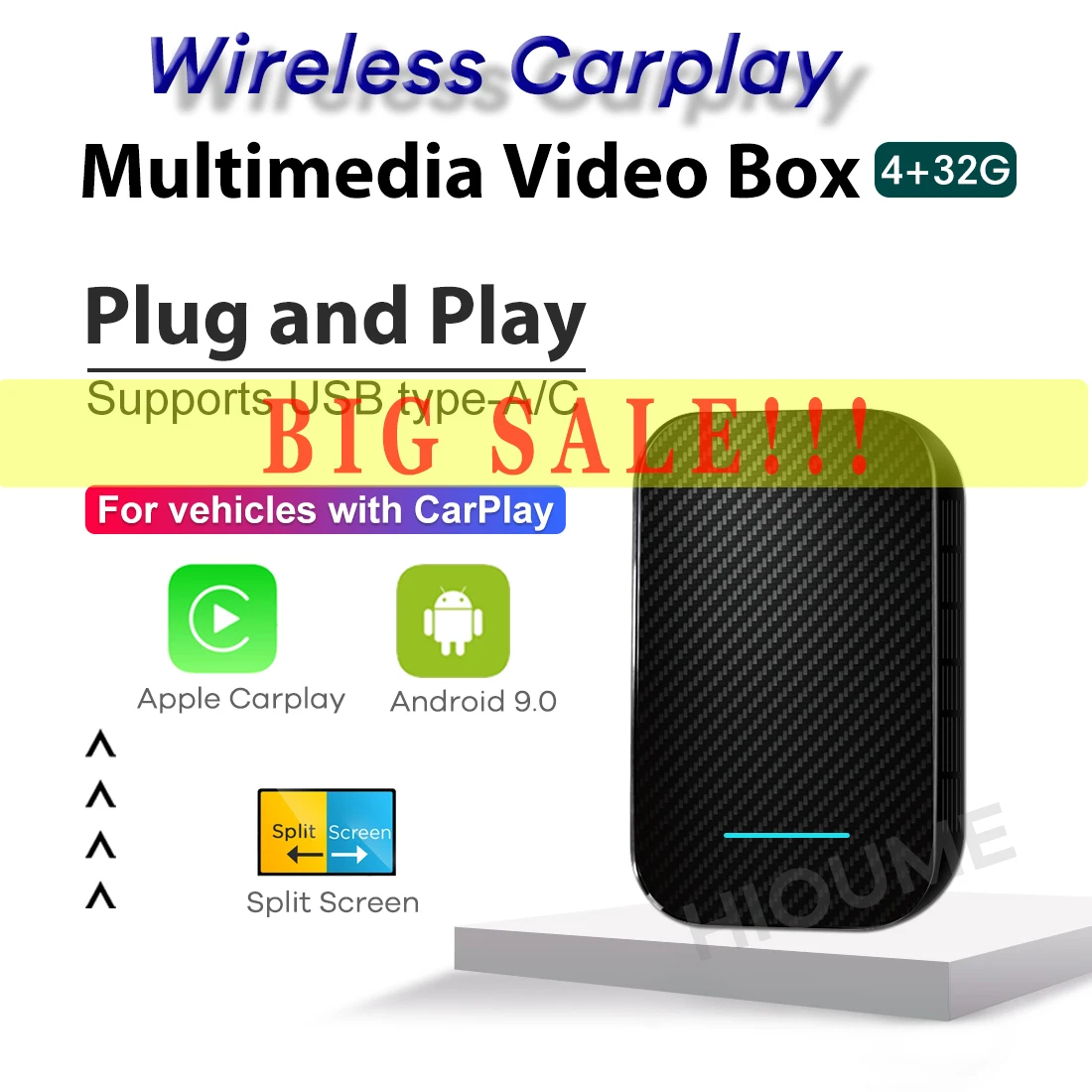 Android 9.0 4 + 32G TV Mirrorlink Carplay Беспроводная ИИ-приставка для Mercedes Audi Porsche VW Skoda Volvo Ford Peugeot